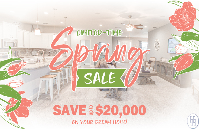 <p>Spring is here and so are exclusive spring savings – but they won’t last long! Through the end of the month, your savings can include $5,000 in FREE design options + all closing costs paid = up to $20,000 in total savings!</p>